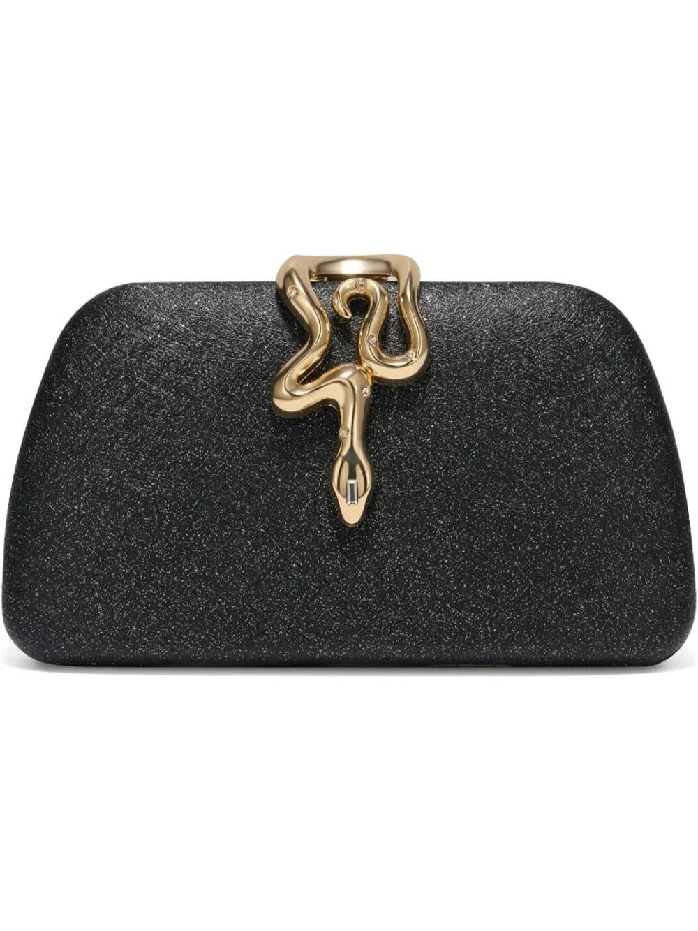 👜Women's Black Pu Satin Evening Clutch Gold Snake Clasp Wedding Party Bag